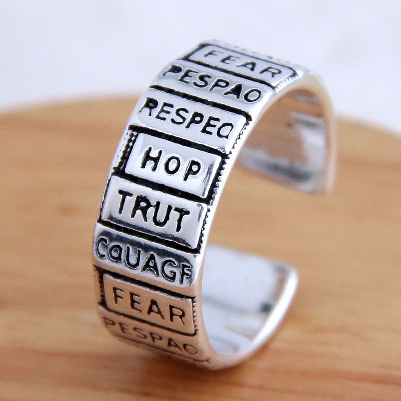 Fashion Jewelry Retro Letter Exaggerated Open Ring Wholesale