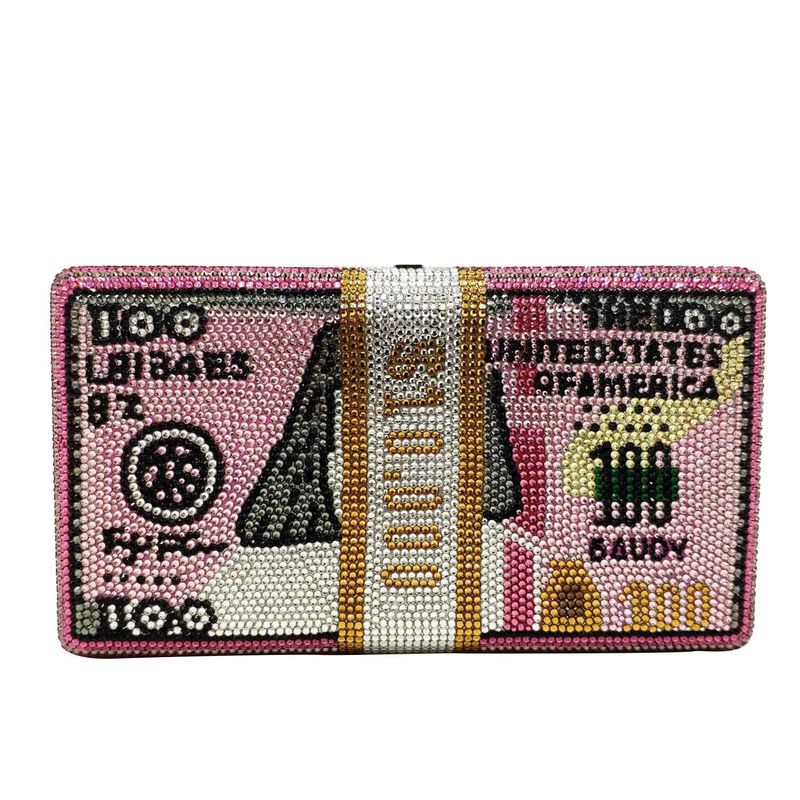 أزياء المرأة حقيبة جديد أزياء شقة الماس الوردي الدولار حقيبة الدولار مخلب حقيبة مأدبة حقيبة