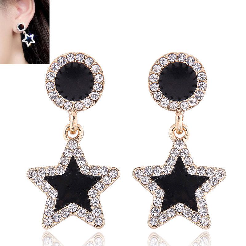 Korean Fashion Metal Concise Sweet And Concise Pentagram Diamond Stud Earrings