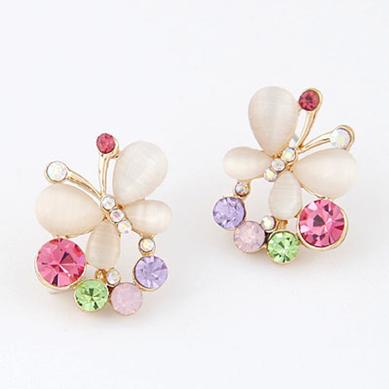 Bijoux De Mode Mode Coréenne Doux Opale Papillon Boucles D'oreilles