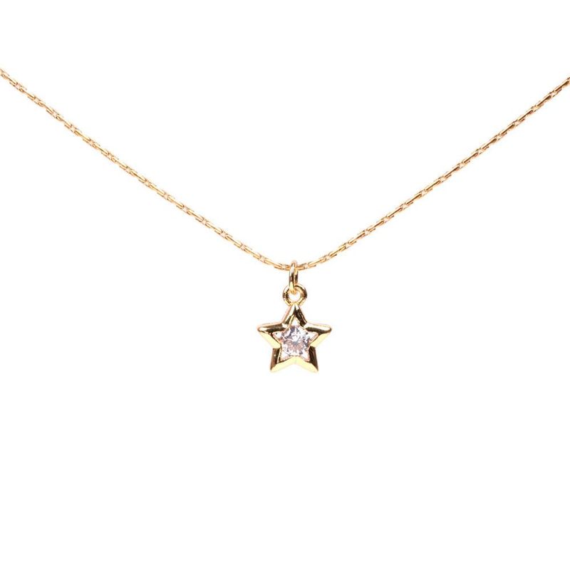 Collar De Circonita Grande Simple Pentagrama Súper Intermitente Colgante De Estrella Cadena De Clavícula Collar De Mujer
