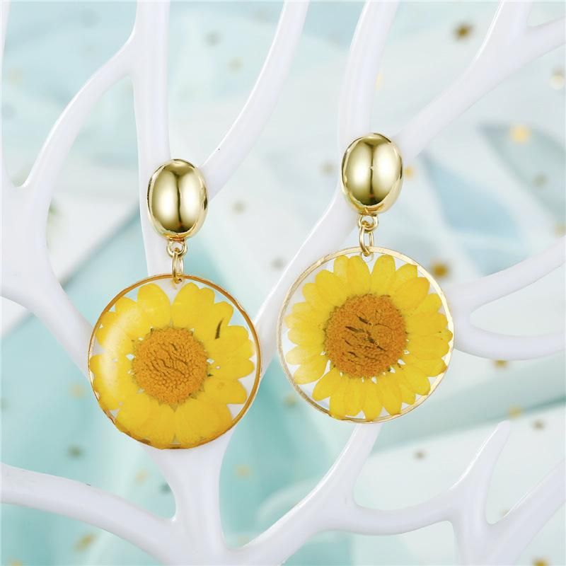 Jewelry Dried Flower Earrings Resin Earrings Eternal Flower Earrings Epoxy Chrysanthemum Earrings