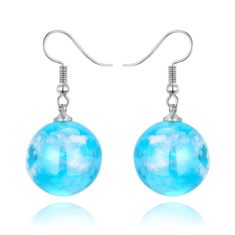 Jewelry Earrings Blue Sky White Cloud Ball Earrings Korea New Starry Bird Earrings Resin