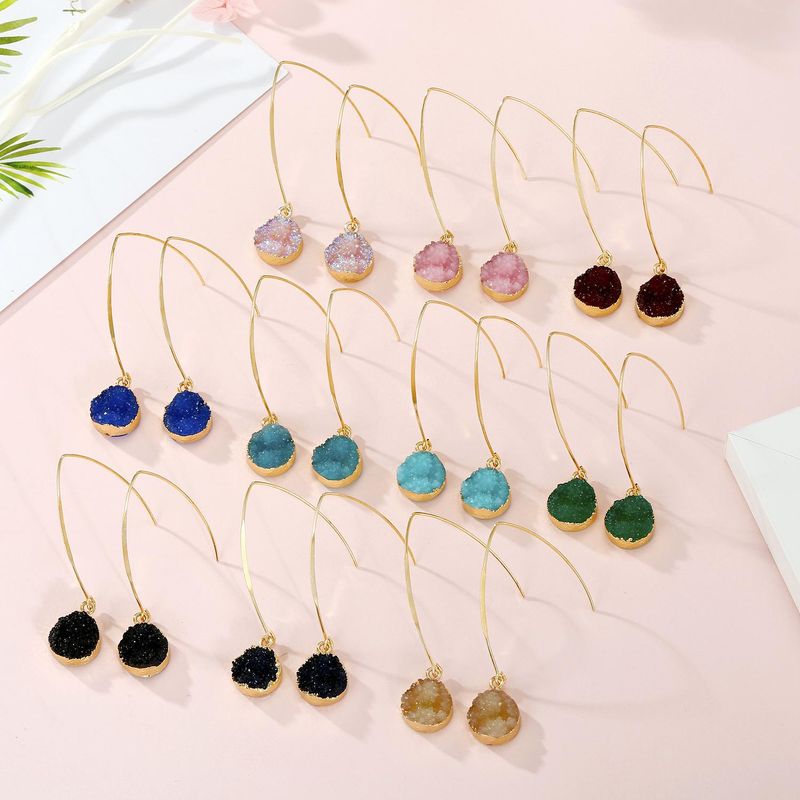 Jewelry Simple Earrings Imitation Natural Stone Earrings Round Small Crystal Bud Resin Earrings