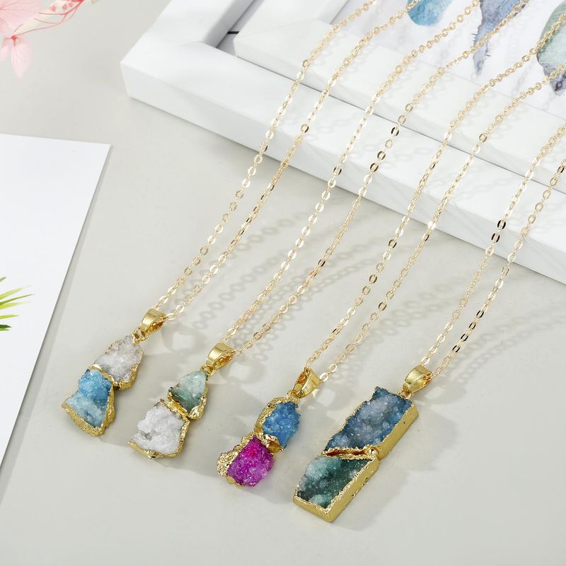 Jewelry Crystal New Simple Korean Necklace Natural Stone Irregular Stitching Pendant Necklace Bud