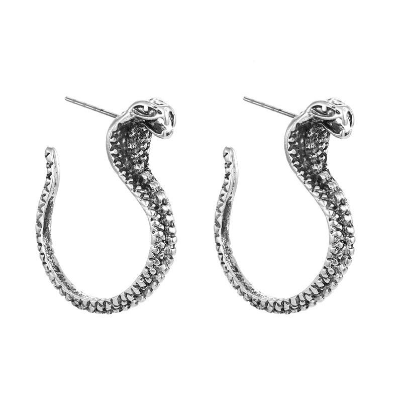 Retro Snake Earrings Korea Earrings Foreign Trade Ancient Silver Cobra Earrings Alloy Earrings