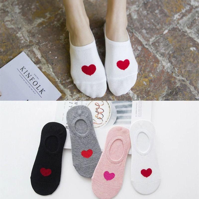 Women&#39;s Cotton Socks Wholesale Spring And Summer New Love Female Boat Socks Silicone Anti-shedding Shallow Socks
