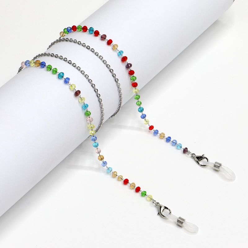 Colorful Crystal Stainless Steel Chain Sunglasses Chain Color Retention Anti-skid Hanging Chain Glasses Chain