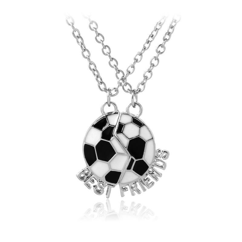 New Fashion Two-half Stitching World Cup Football Necklace Fashion Football Good Friend Pendant Necklace