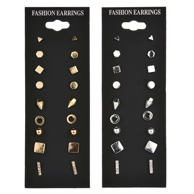 New Fashion Simple 9 Pairs Of Metal Earrings Geometric Earrings Yiwu Nihaojewelry Wholesale And Wholesale