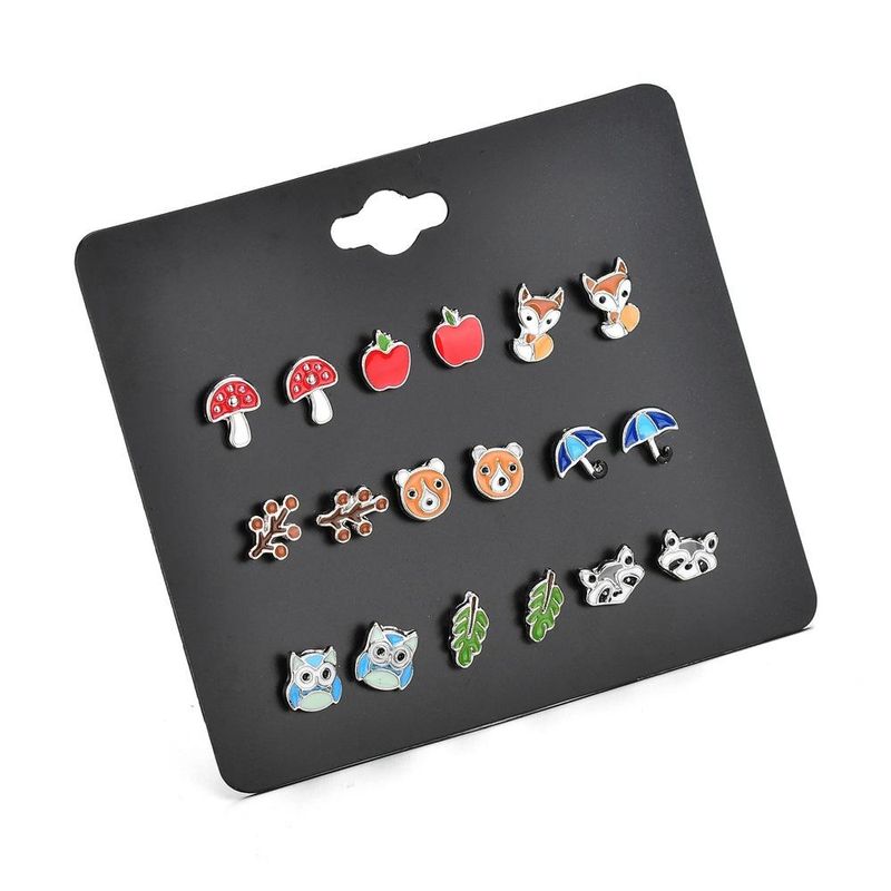 Nueva Moda Coreana 9 Pares Tablero Fruta Lindo Animal Pequeño Pendientes Yiwu Nihaojewelry Al Por Mayor