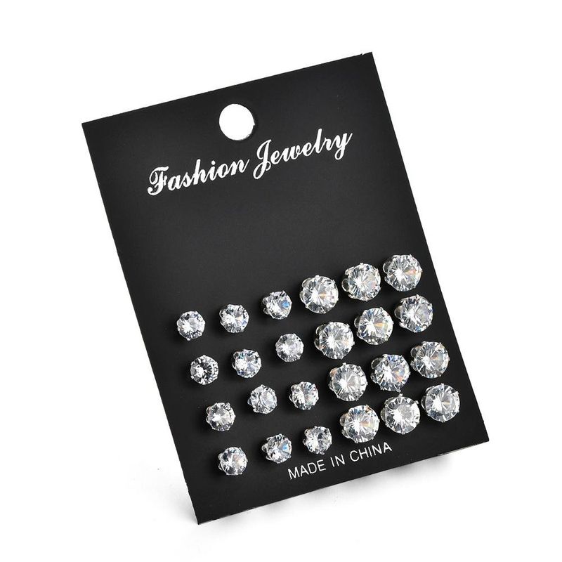 New Fashion Eight Arrows Zircon Earrings 12 Pairs Of Crystal Earrings Wholesale
