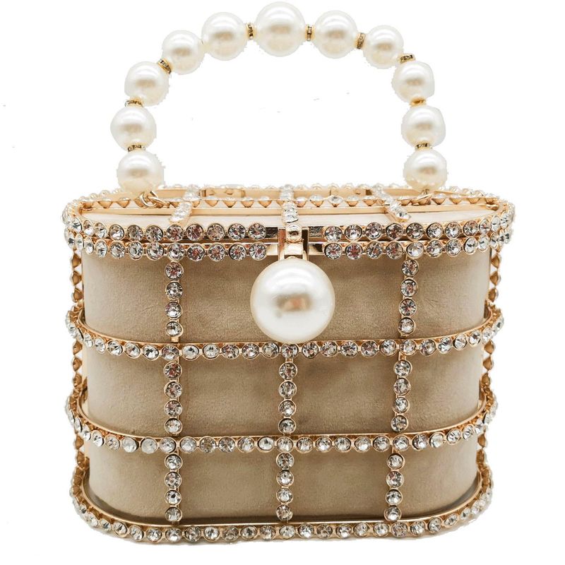 New Fashion Female Bag Metal Bucket Bag Pearl Diamond Bag Handbag With Chain Bag Wholesale