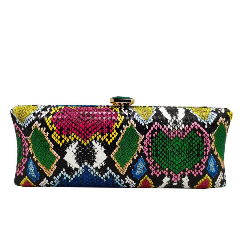 New Fashion Dinner Bag Colorful Snake Pattern Pu Female Bag Banquet Evening Bag Party Clutch