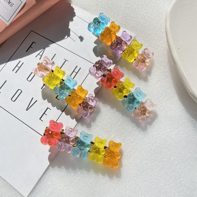 New Jelly Bear Candy Color Hairpin Creative Retro Simple Cheap Hairpin