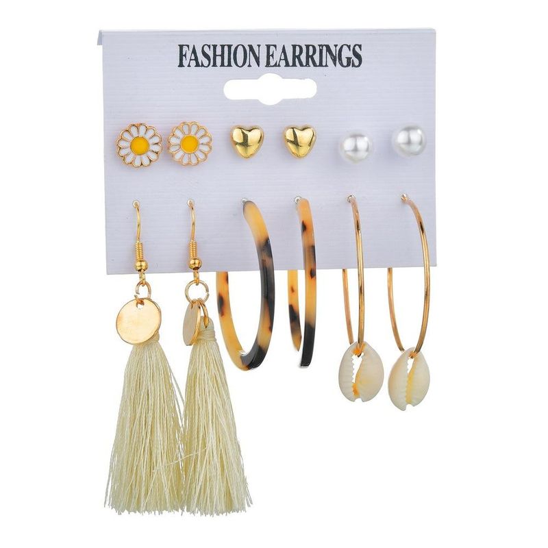 New Fashion Creative Natural Shell Earrings Bohemian Tassel Earrings Set For Women Wholesale