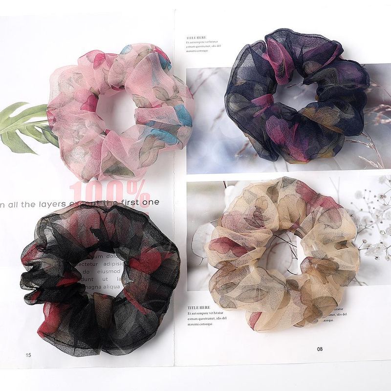 New Fashion Fabric Lace Yarn Small Fragrance Wind Flowers Cheap Scrunchies Wholesale