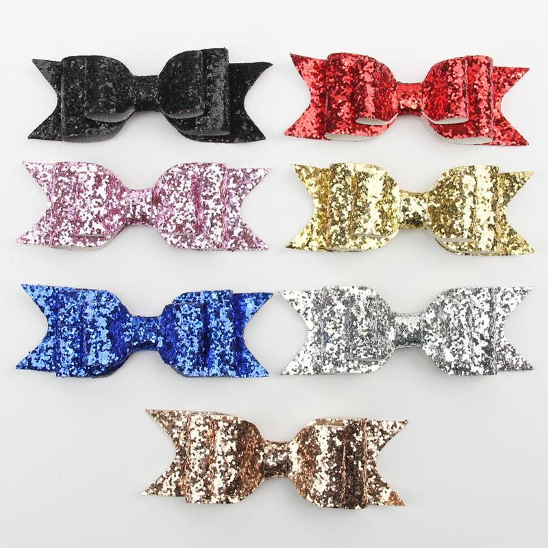 New Explosion Large Size Shiny Gold Glitter Bow Hairpin Ladies Spring Clip Children&#39;s Hair Accessories Wholesale
