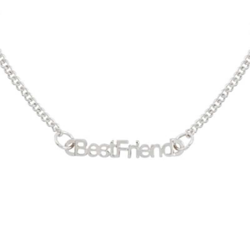 New Fashion Best Friends English Alphabet Necklace Environmental Protection Color Preservation Electroplated Gold Silver Black Clavicle Chain Wholesale