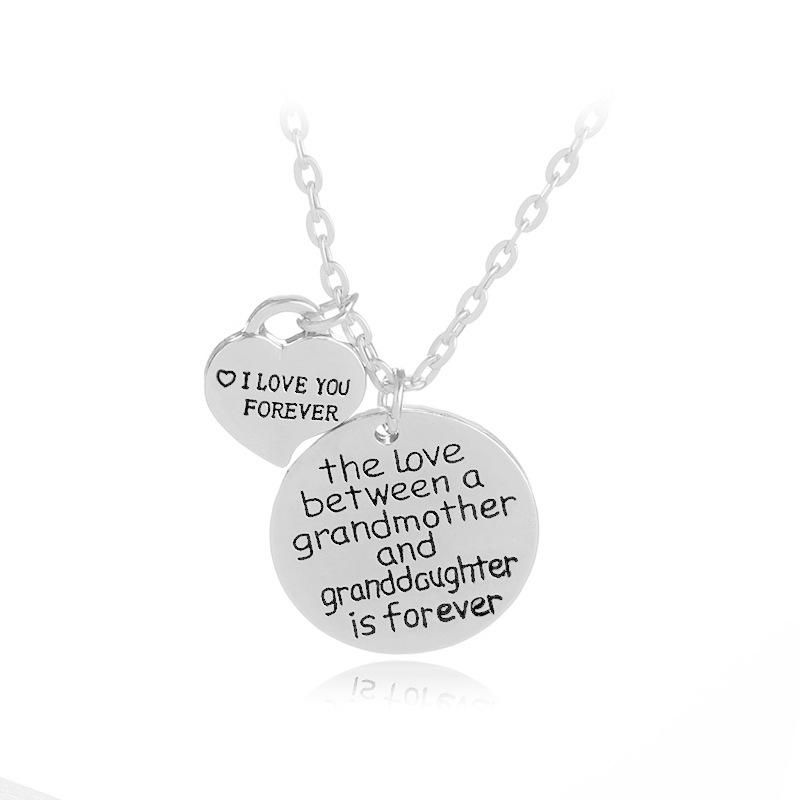 Simple I Love You Forever English Tag Necklace Mother&#39;s Day Gift Heart Pendant Necklace