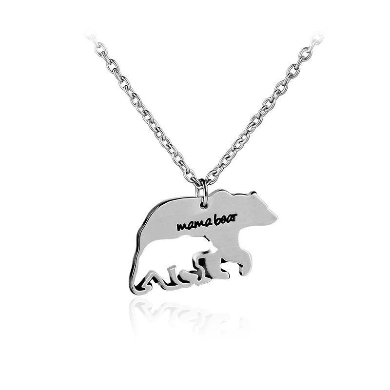 New Bear Necklace Clavicle Chain Mother&#39;s Day Gift Mama Bear Animal Bear Necklace Wholesale