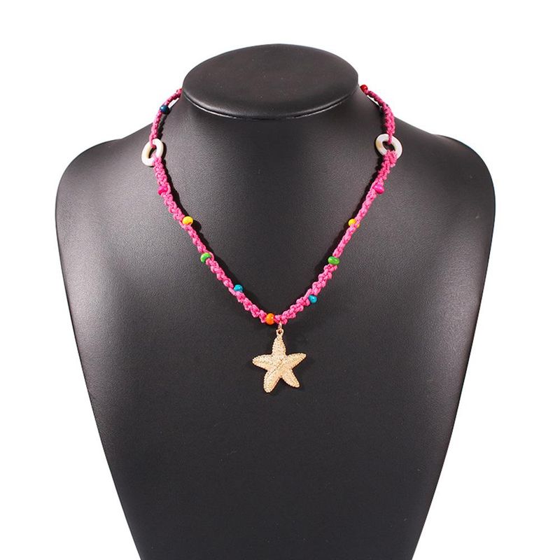 New Fashion Creative Hand-woven Bohemian Alloy Starfish Pendant Necklace Wholesale
