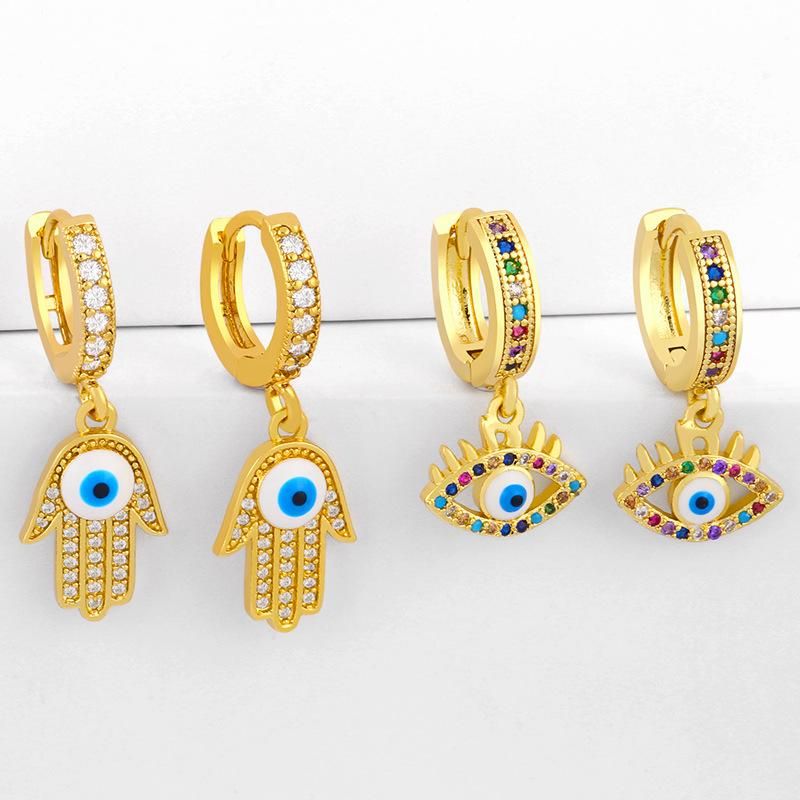 New Fashion Dripping Oil And Diamond Pendant Earrings Devil&#39;s Eye Popular Earrings Wholesale