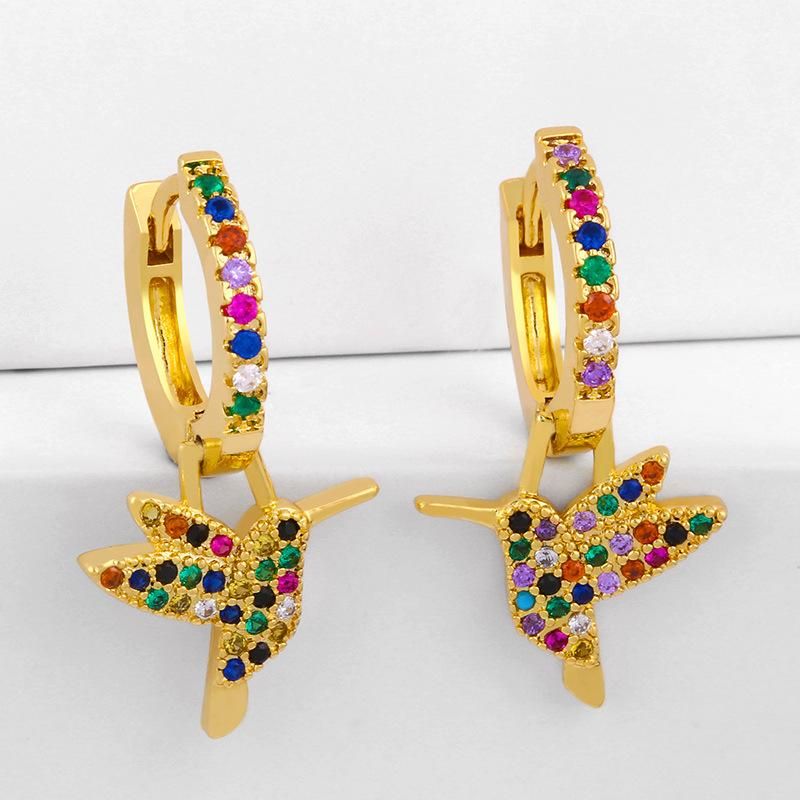New Fashion Diamond Diamond Butterfly Earrings Bohemian Rainbow Bird Earring Wholesale