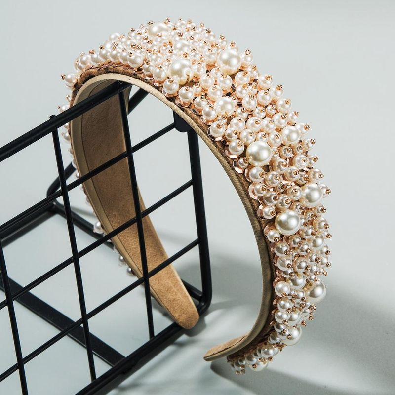 New Baroque Handmade Nail Pearl Wild Luxury Headband Wholesale