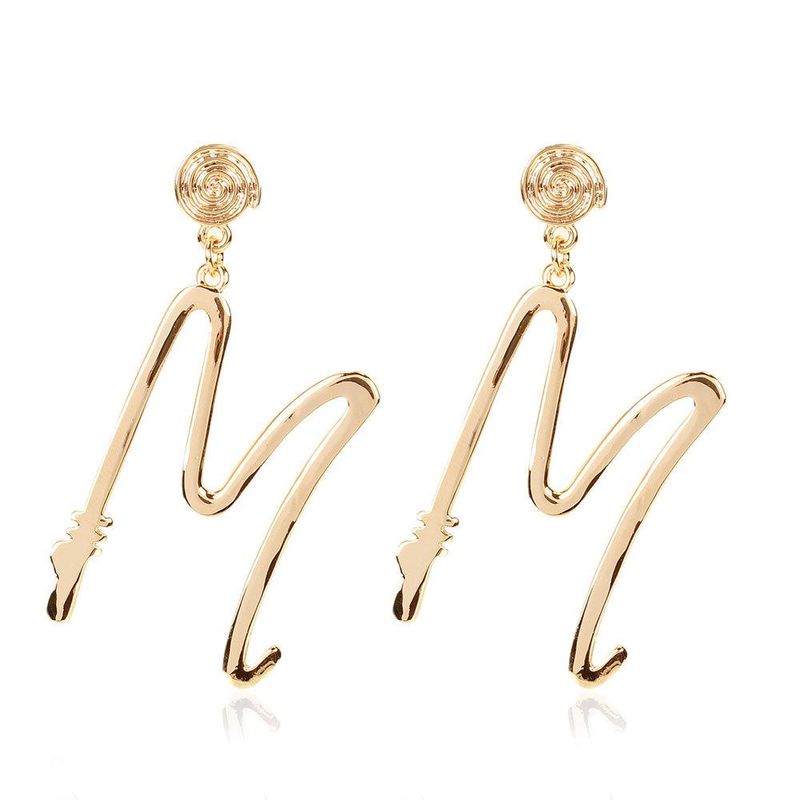 New Fashion Simple English Letter M Earrings Wholesale