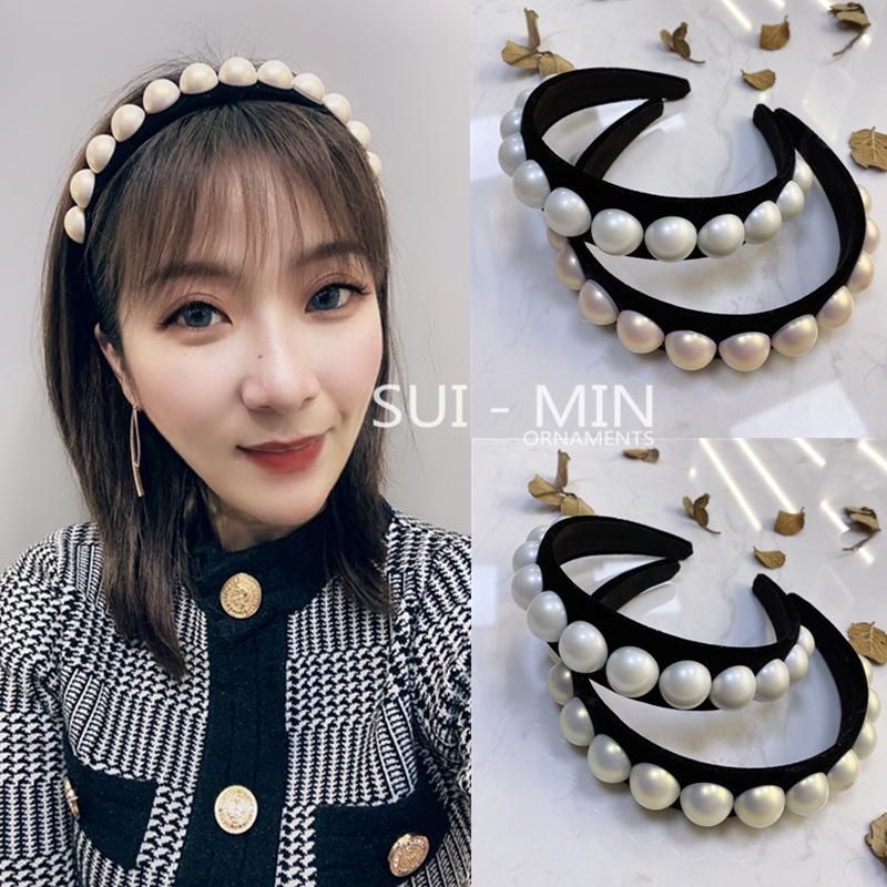 Korean New Fashion Simple Pearl Wide-edged Cheap Headband Wholesale