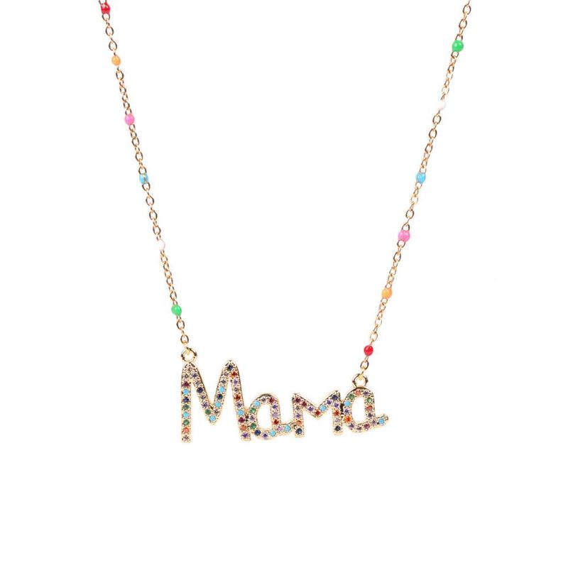 Mother's Day Gift Wholesale New Fashion Dripping Necklace With Diamond Mom Letter Necklace