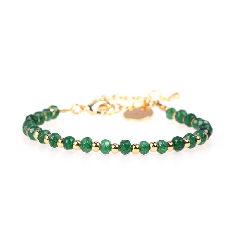 New Fashion Natural Stone Mixed Color Beaded Bracelet Copper Plated True Gold Bracelet Wholesale