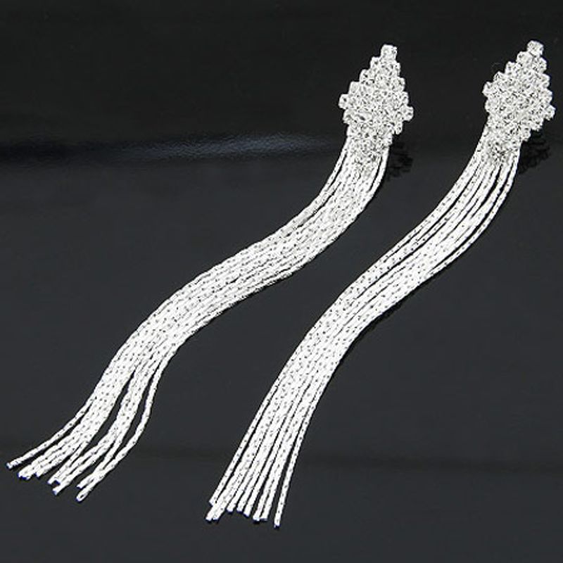 الكورية أزياء فلاش الماس المعين السوبر الطويل شرابة الأقراط ييوو Nihaojewelry بالجملة