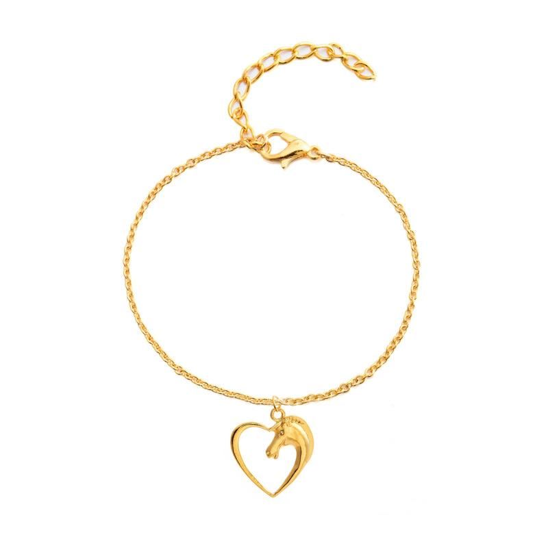 Peach Heart Bracelet Gold And Silver Animal Horse Head Pendant Bracelet Anklet Wholesale
