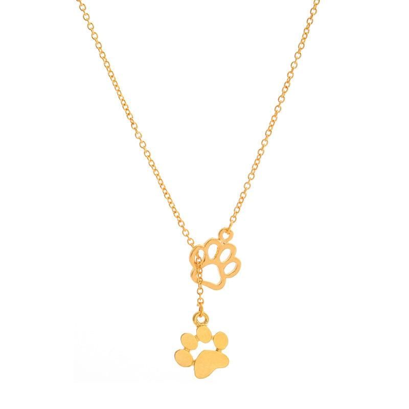Long Hollow Cat Paw Dog Paw Pendant Necklace Animal Footprint Paw Necklace Wholesale