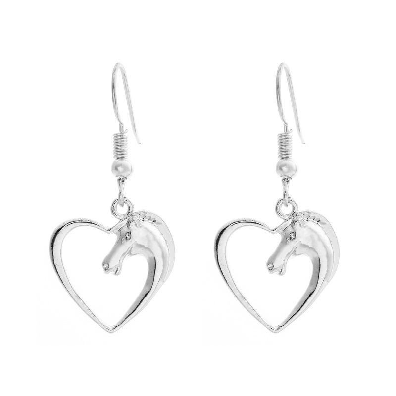 Simple Hollow Peach Heart Animal Horse Head Love Earrings Wholesale