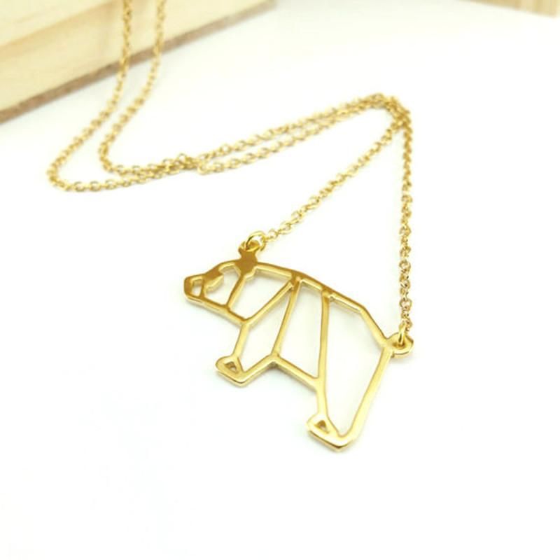 Commerce Extérieur Populaire Style Collier Origami Panda Collier Écologique Alliage Or Plaqué Argent Animal Ours Collier Clavicule Chaîne