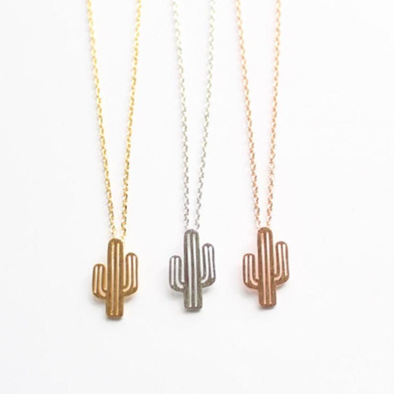 Cactus Necklace Brushed Female Clavicle Chain Hollow Cactus Plant Necklace Wholesale