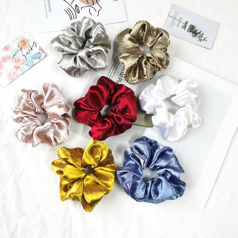 Nueva Moda Raso Retro Color Sólido Scrunchies Baratos Al Por Mayor