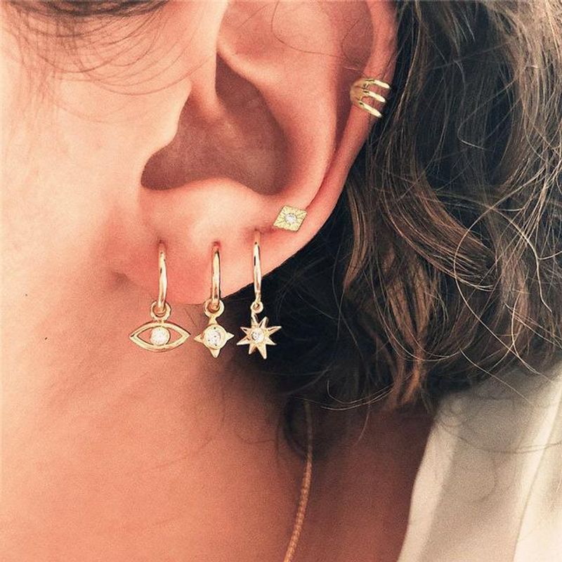 Eyes Starlight Stud Earrings Set Of 5 Creative Retro Punk Style Earrings For Women Wholesale