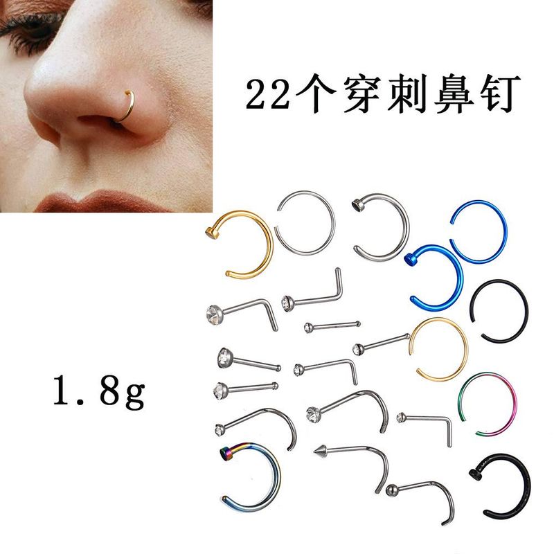 New Type Stainless Steel Nail Nasal Nose Ring Curved Nasal Nail C Set
