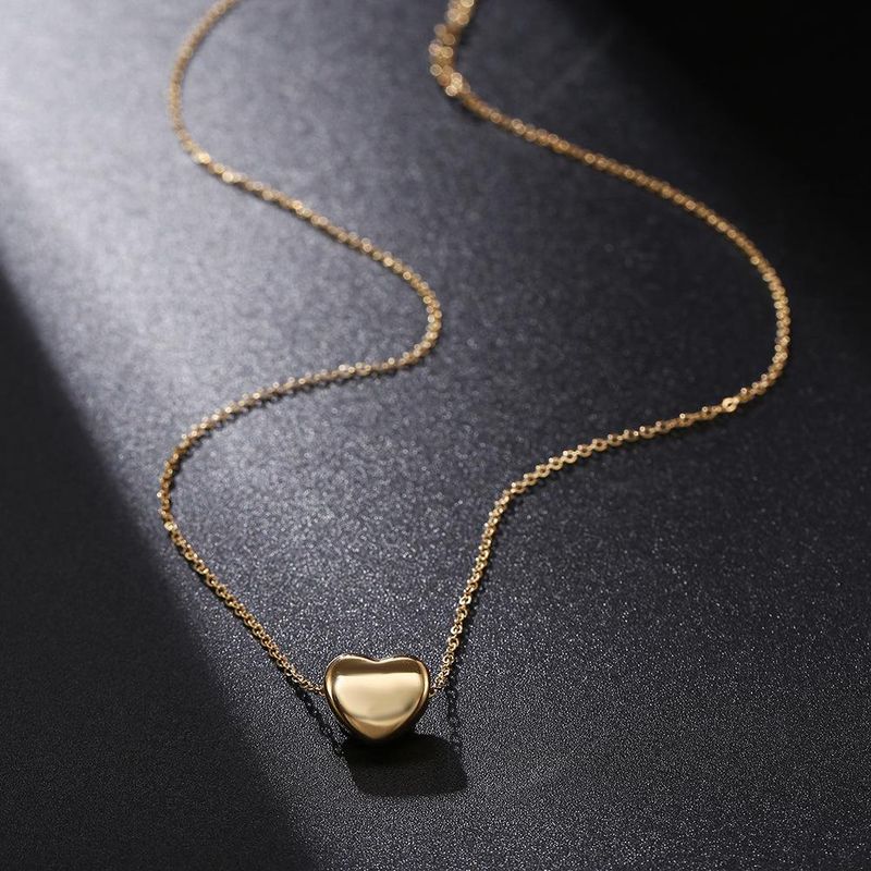 Korean Simple Necklace Women Stainless Steel Heart-shaped Necklace Plated 24k Gold Necklace Wholesale
