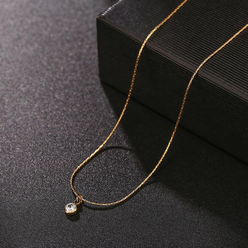 10322 Japanische Und Koreanische Süße Titan Stahl Zirkon Schlüsselbein Kette Persönlichkeit Diamant Zirkon 18k Edelstahl Kurze Halskette Weiblich