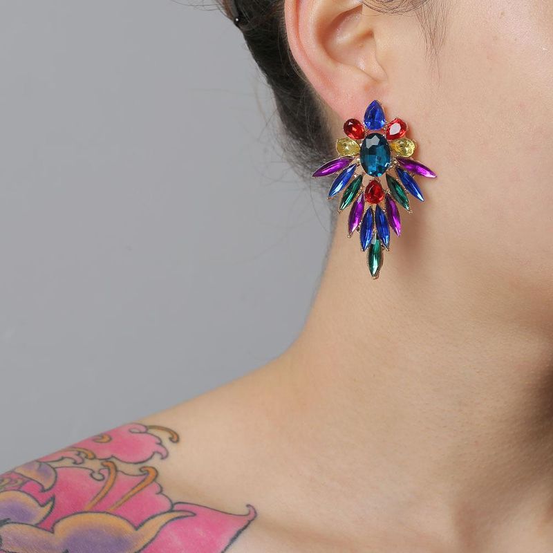 New Fashion Geometric Retro Colored Flower Earrings Wholesale