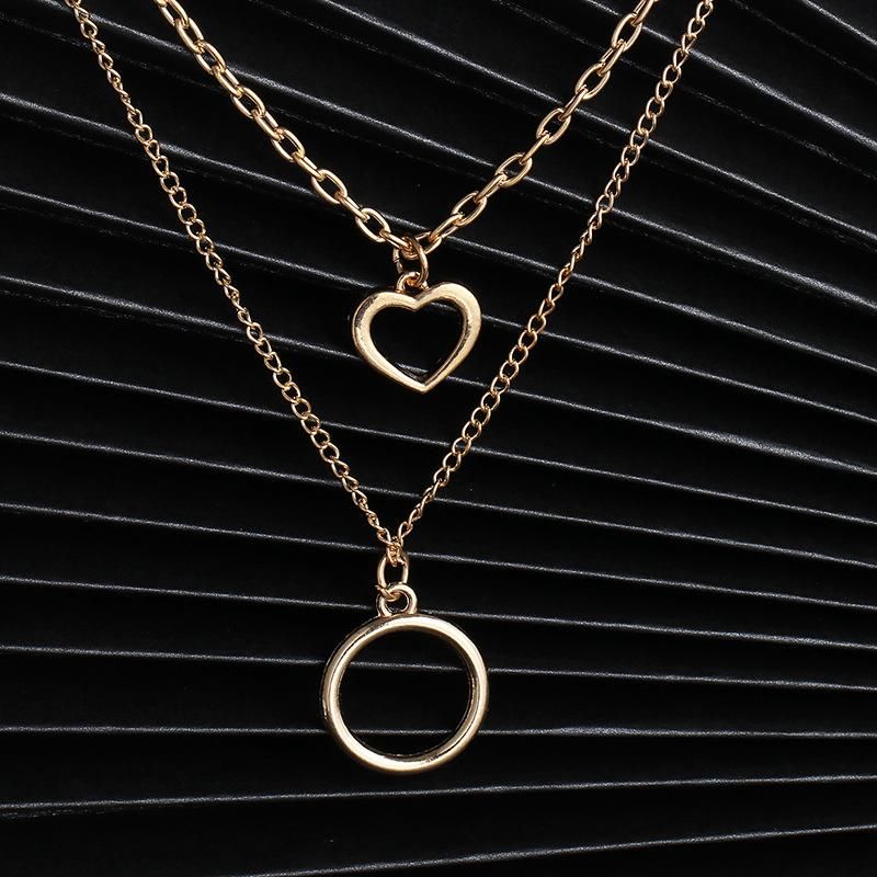 New Fashion Double-layer Retro Hollow Hollow Round Geometric Necklace Pendant For Women Wholesale