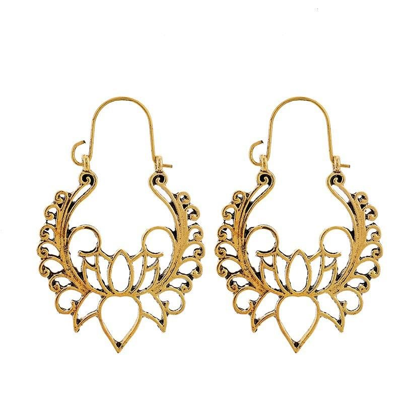 New Fashion Retro Wisp Empty Lotus Earrings Flower Basket Buckle Earrings For Women Wholesale