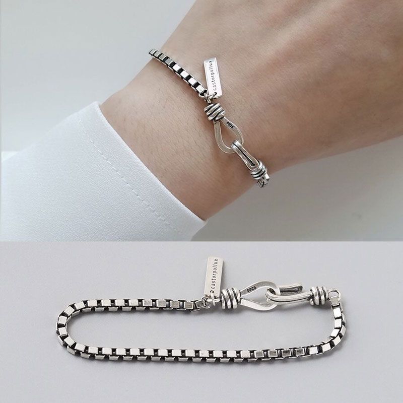 Neue Mode Brief Marke Nachahmung Thai Silber Armband Korean Mode Retro Nachahmung S925 Silber Doppel Haken Armband Yiwu Nihaojewelry Großhandel