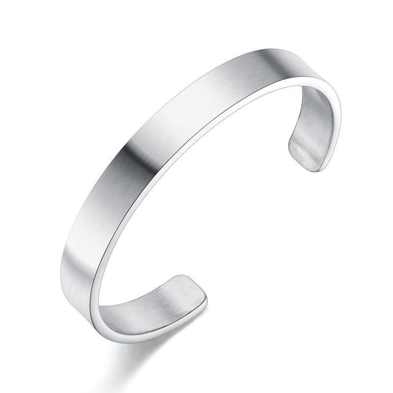 New Fashion Smooth Open Bracelet Simple Trend Men&#39;s Stainless Steel Bracelet Wholesale