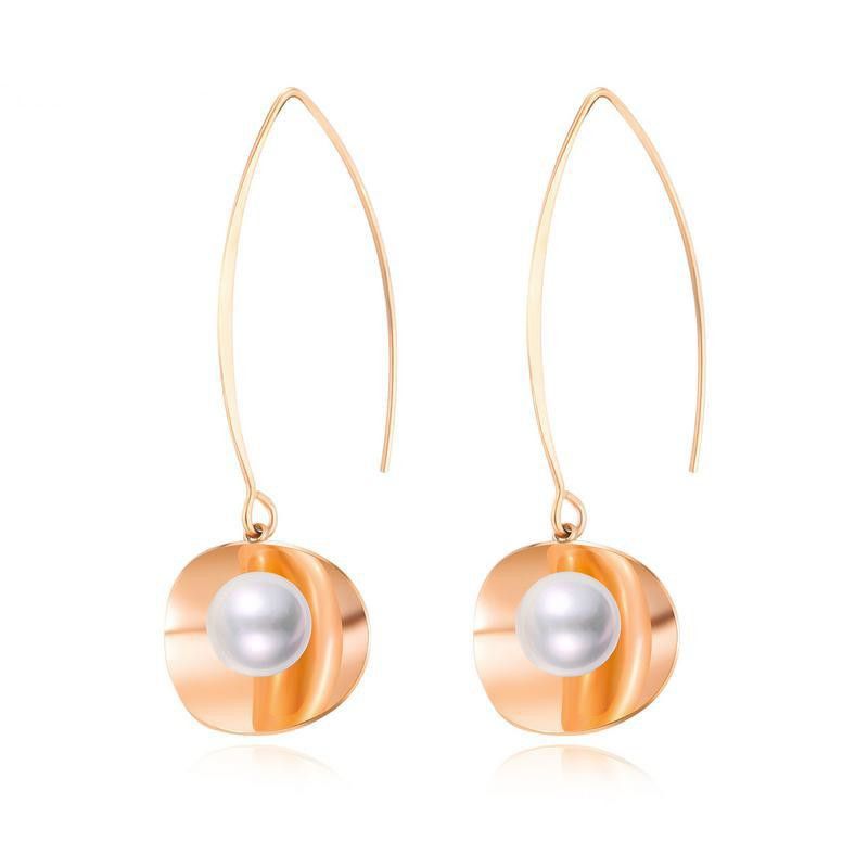 New Fashion Wild Synthetic Pearl Simple Geometric Earrings Wholesale
